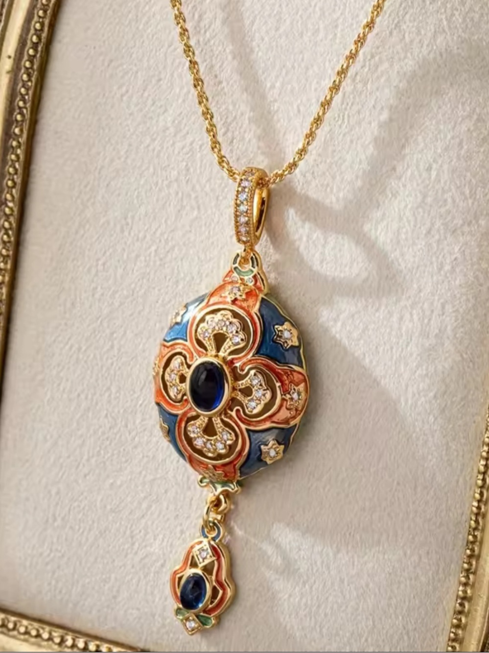 Royal Blue Ethnic Gold Necklace